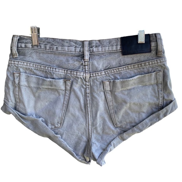 One Teaspoon Bandits Distressed Denim Short Shorts Button Fly Faded Gray Sz 28 - Picture 3 of 15